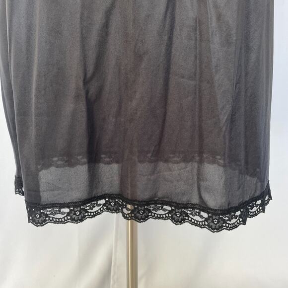Half Slip Skirt Plus Size 18W 20W Black Solid Nylon Satin Lace Trim Lingerie - Picture 3 of 10